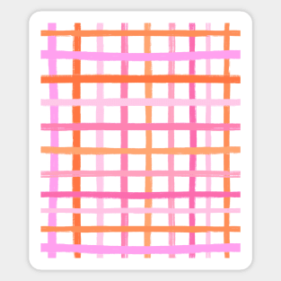 Multi Pink and Orange Free Hand Stripy Check Sticker